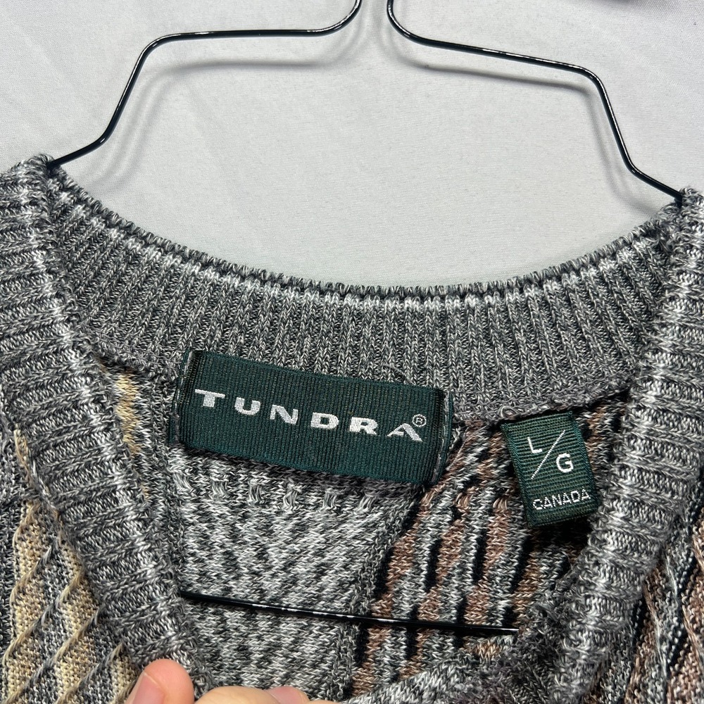 Vintage Tundra Sweater Mens Large Brown Grandpa Earth Tones Canada Knit Cottage - Picture 7 of 10